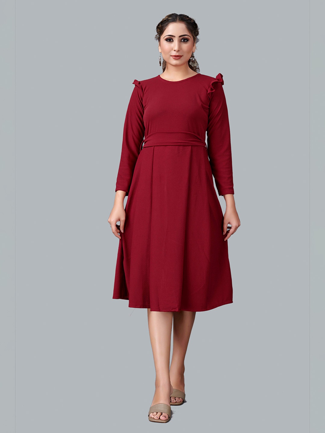 

Fashion FRICKS Fit and Flare Dress, Maroon