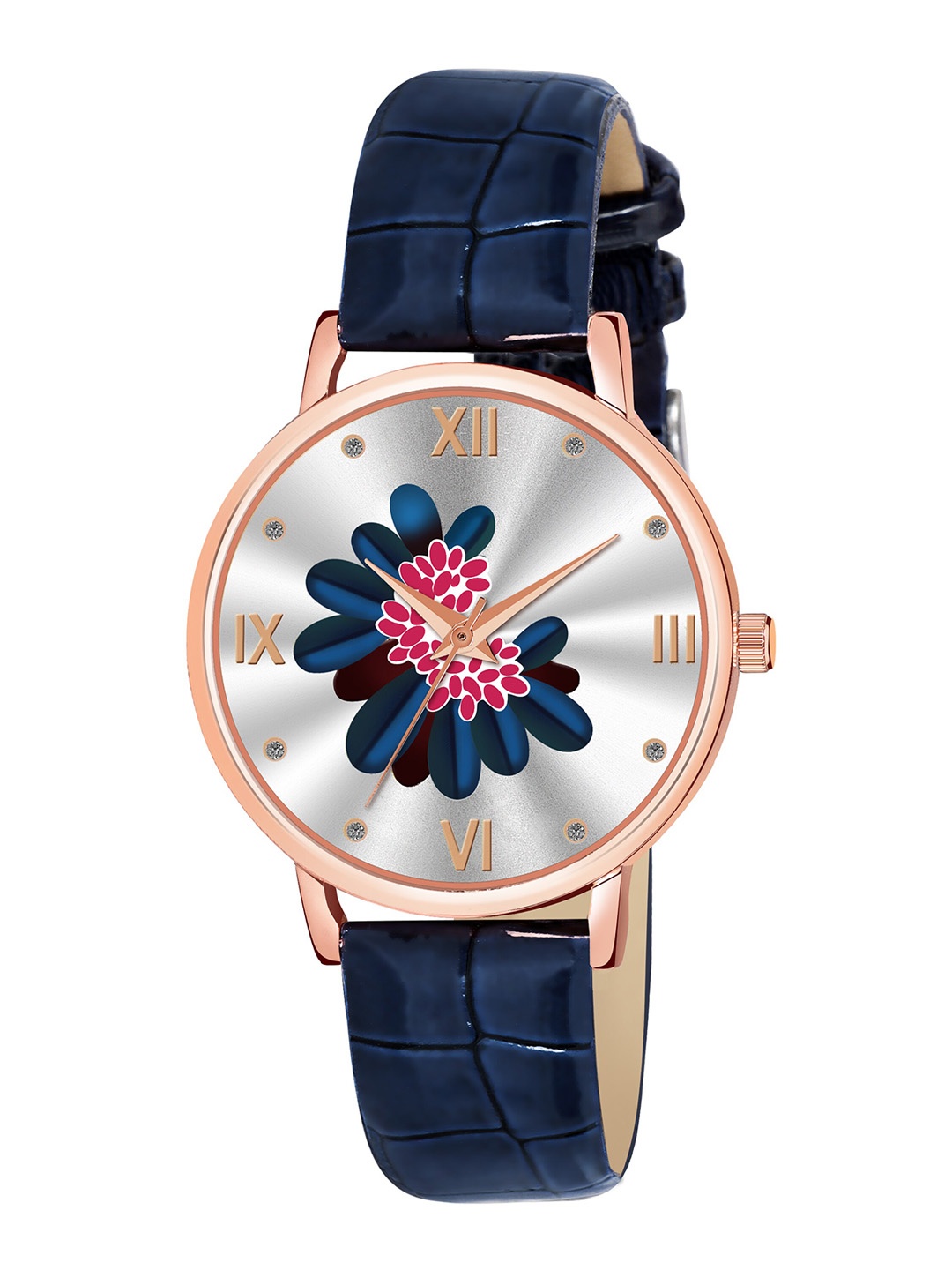 

CERO Women Brass Printed Dial & Straps Analogue Watch- AB60-C, Navy blue