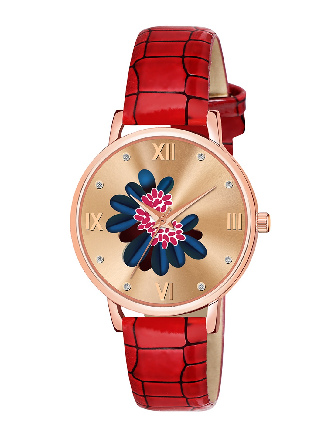 

CERO Women Brass Printed Dial & Straps Analogue Watch- AB60-C, Red