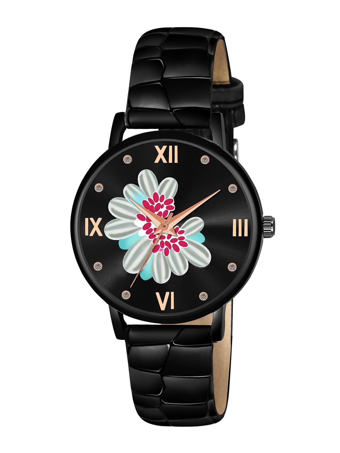 

CERO Women Brass Printed Dial & Straps Analogue Watch- AB60-B, Black