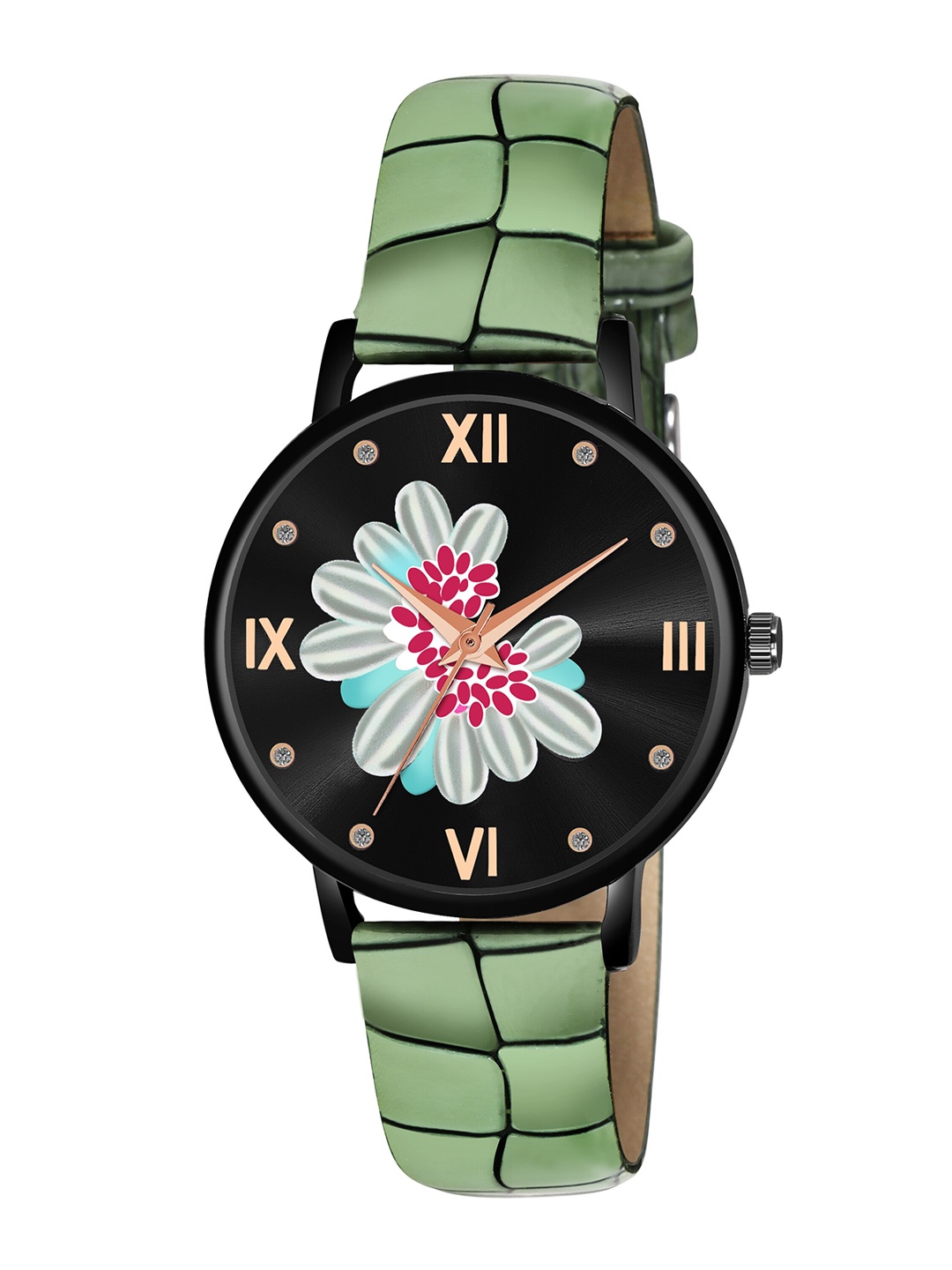 

CERO Women Brass Printed Dial & Straps Analogue Watch- AB60-B, Green