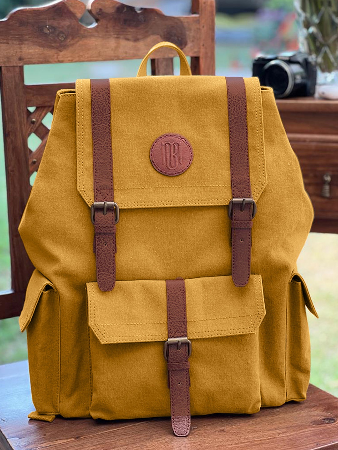 

Mona B Canvas Backpack, Mustard