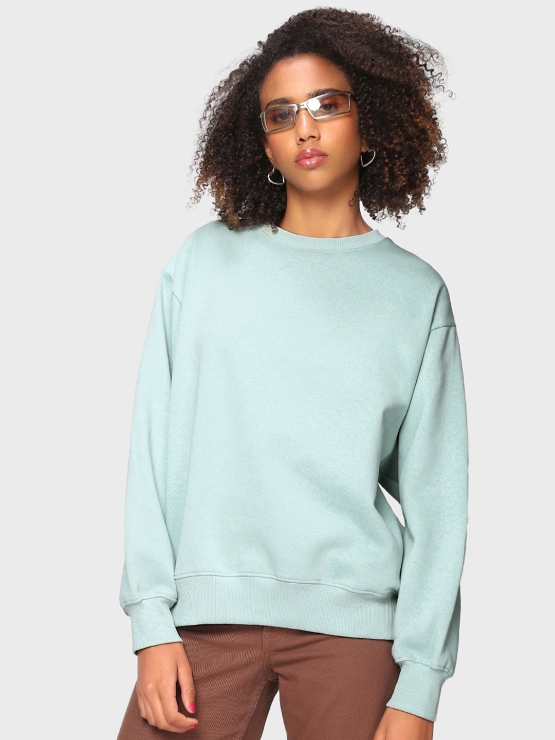

Bewakoof Women Super Loose Fit Sweatshirt, Blue