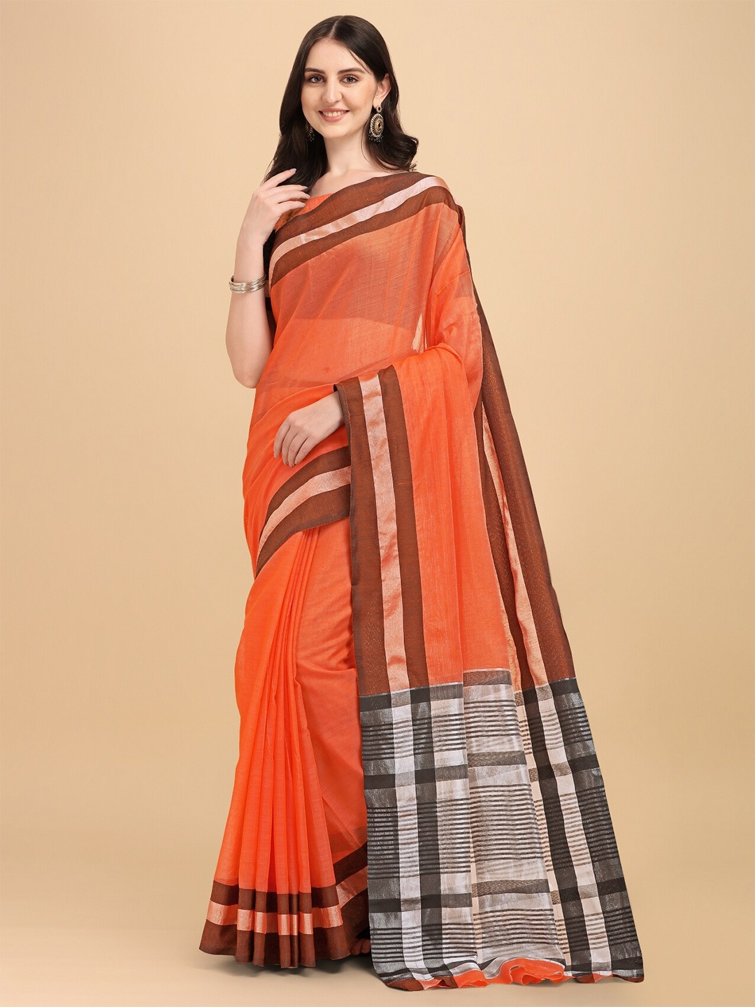

TEREZA Zari Banarasi Saree, Orange