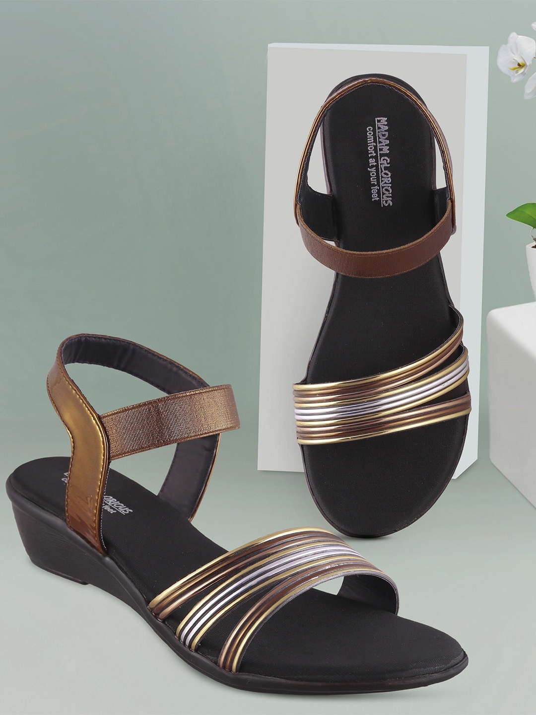 

madam glorious Open Toe Wedge Heels, Copper