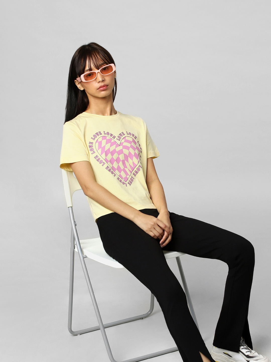 

ONLY Women Printed Cotton T-shirt, Yellow