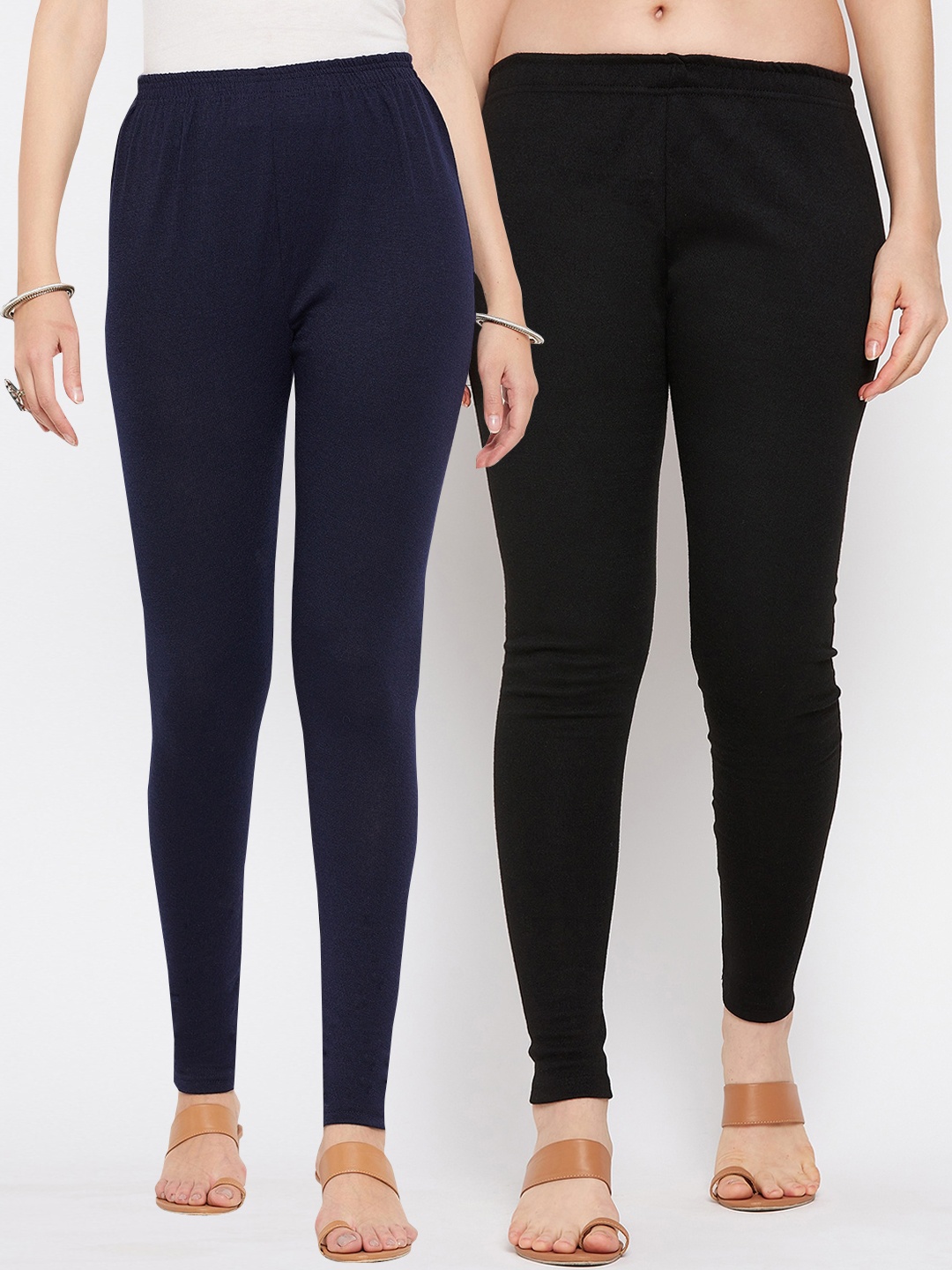 

Clora Creation Pack Of 2 Woolen Ankle Length Leggings, Navy blue