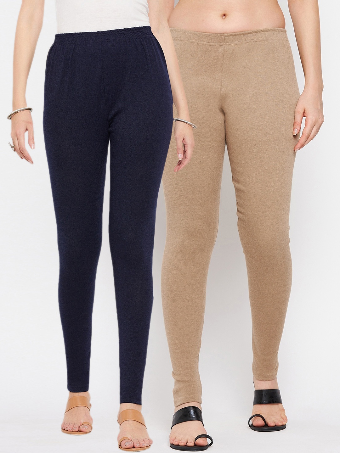 

Clora Creation Pack Of 2 Woolen Ankle-Length Leggings, Navy blue
