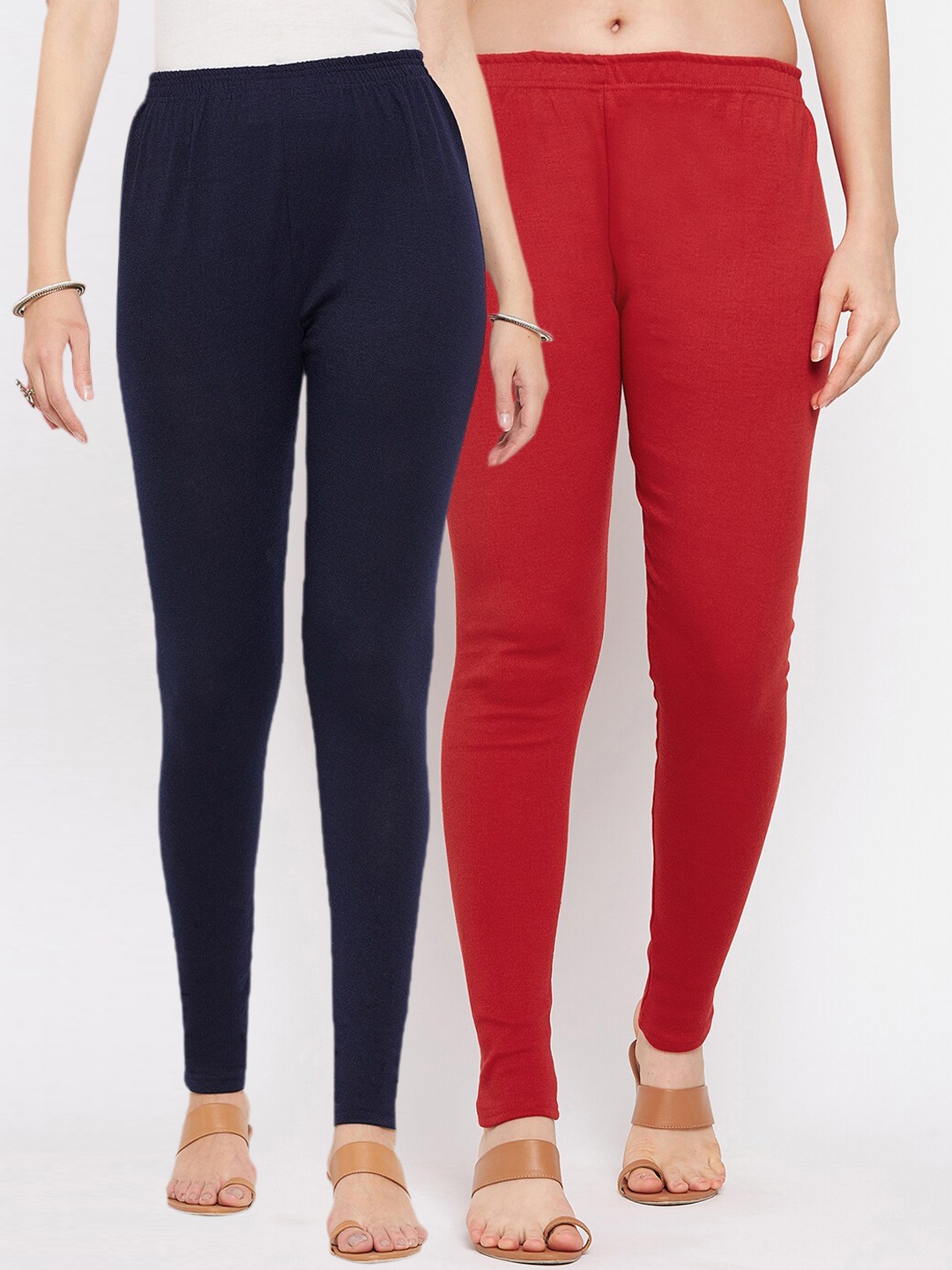 

Clora Creation Pack Of 2 Woolen Ankle-Length Leggings, Navy blue