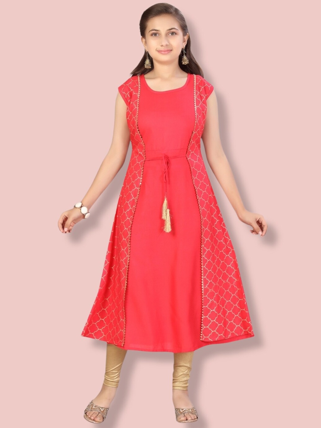 

Aarika Geometric Printed Anarkali Kurta, Red