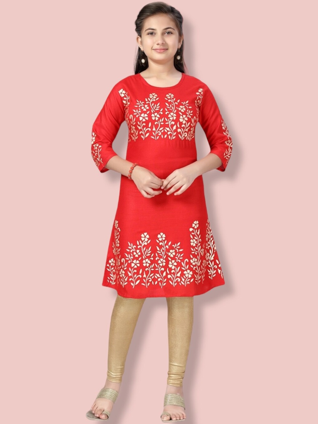 

Aarika Floral Printed Anarkali Kurta, Red