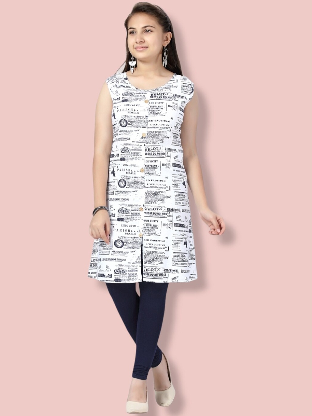 

Aarika Girls Printed Kurta, White