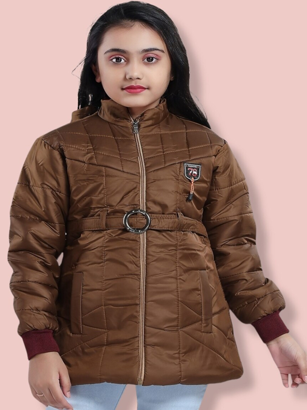 

Aarika Girls Solid Hooded Puffer Jacket, Brown
