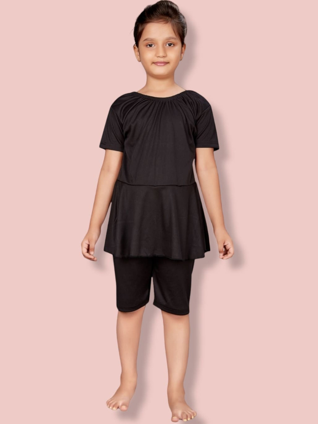

Aarika Girls Swimming Dress With Attached Tights, Black