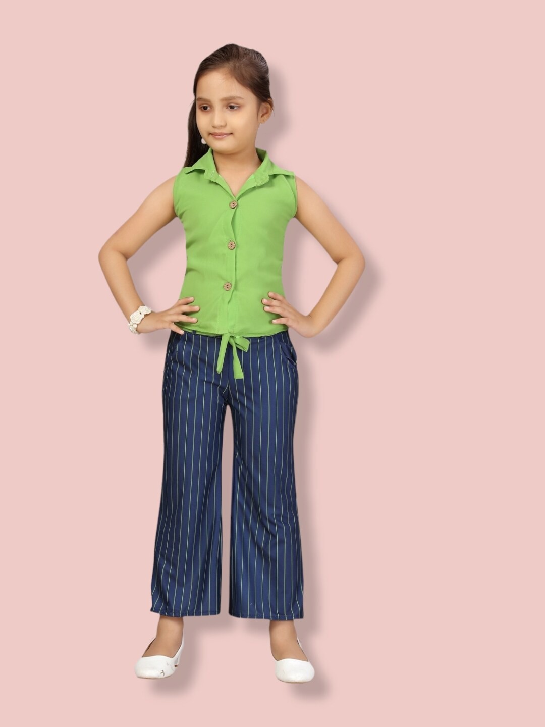 

Aarika Girls Top with Trousers, Green