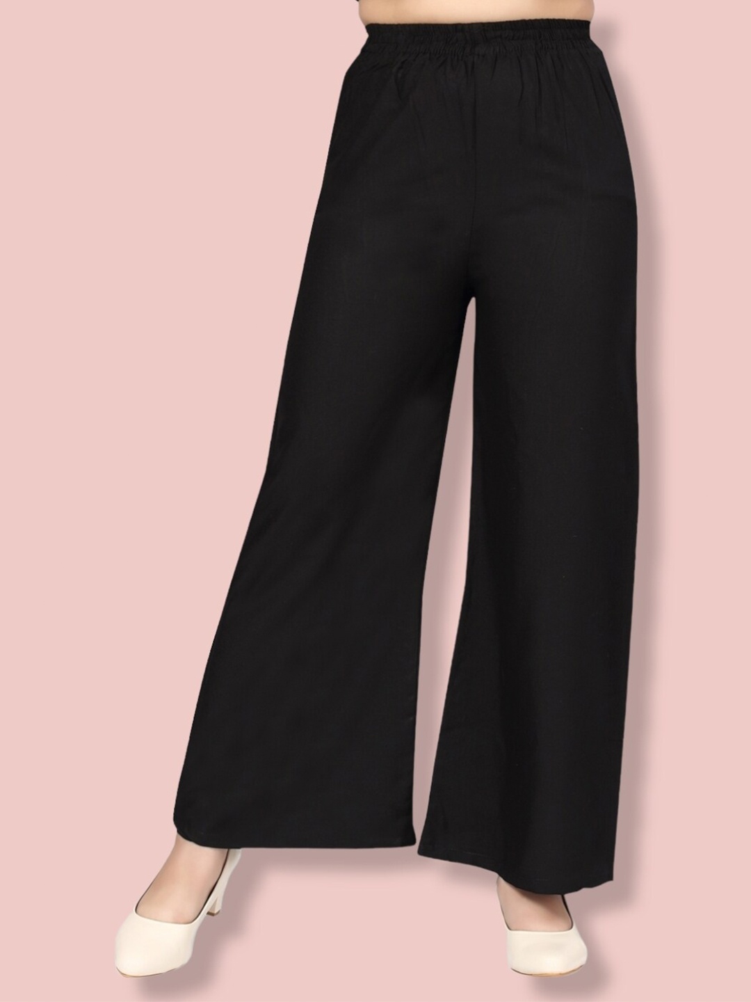 

Aarika Girls Flared Cotton Chambray Palazzos, Black