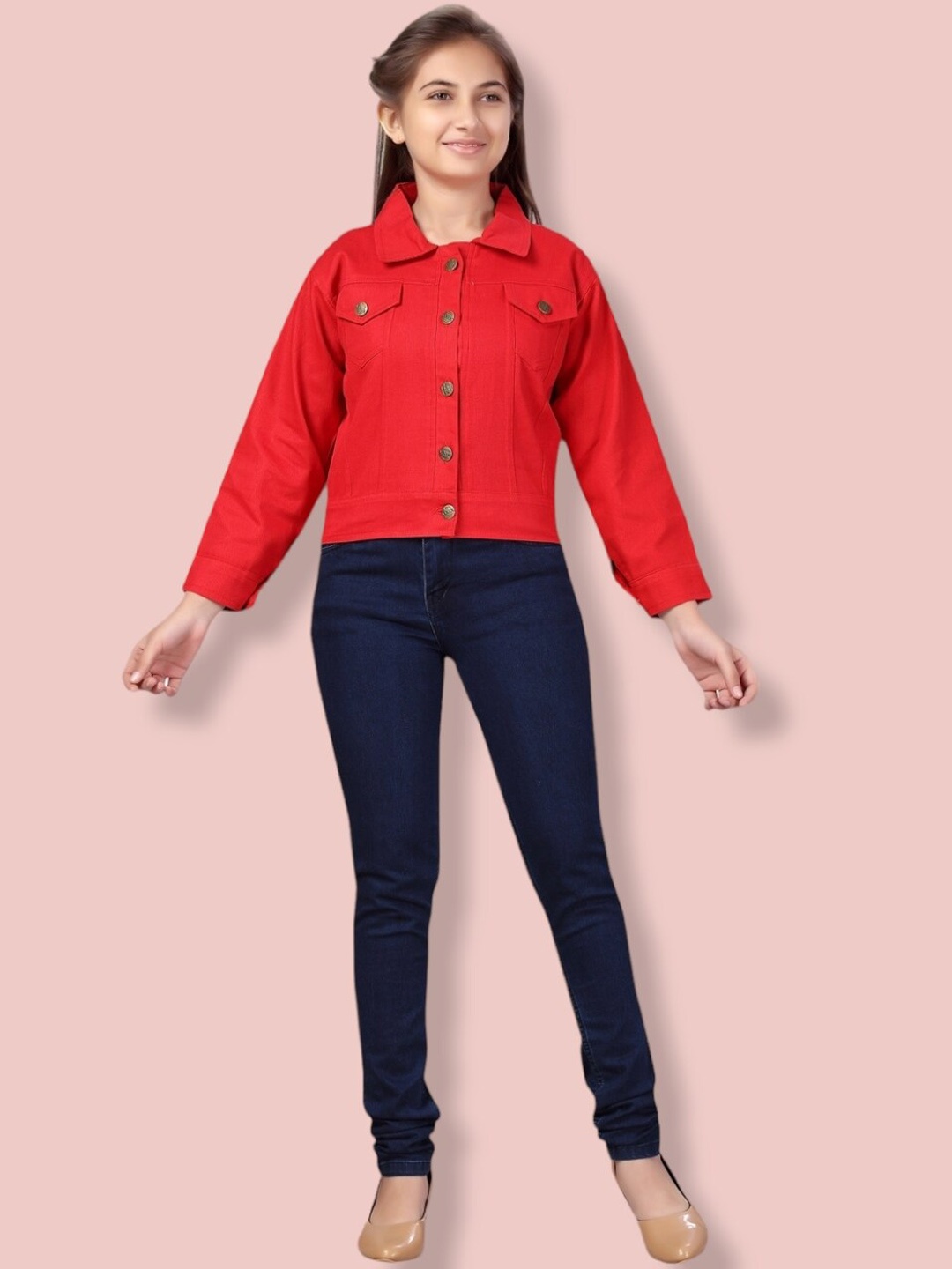 

Aarika Girls Solid Sporty Jacket, Red