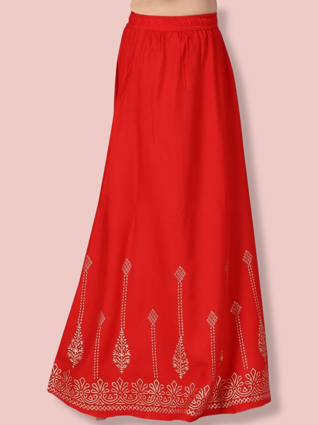 

Aarika Girls Printed Pure Cotton Flared Maxi Ethnic Skirt, Red