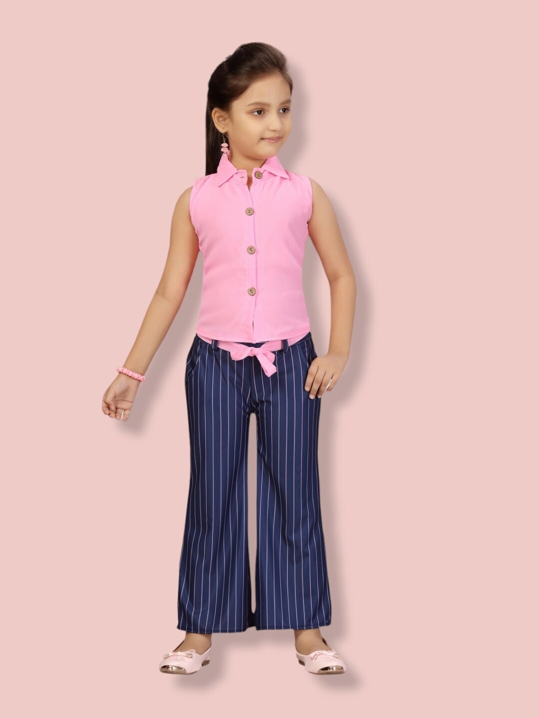 

Aarika Girls Blue Shirt with Pyjamas, Pink