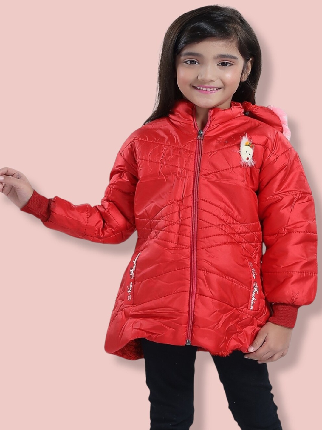 

Aarika Girls Solid Hooded Padded Jacket, Red