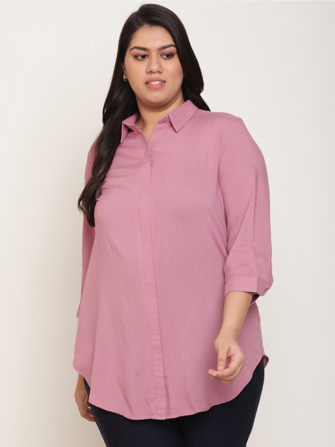 

Amydus Plus Size Shirt Style Top, Pink