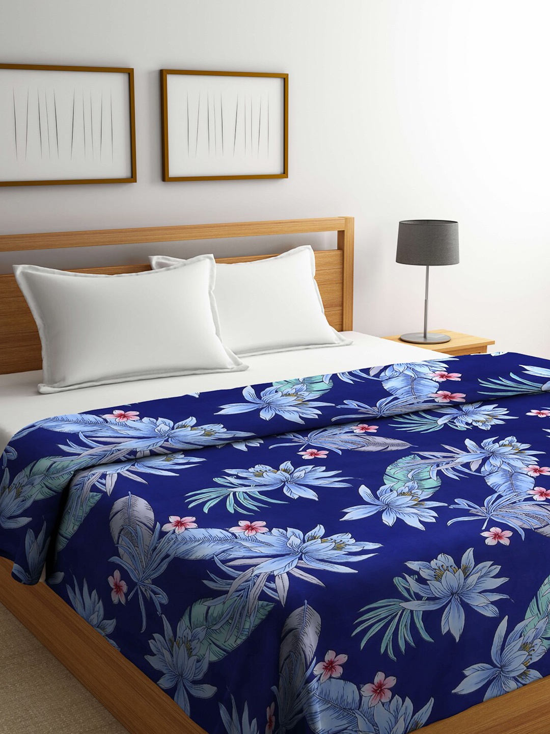 

Arrabi Blue & Pink Floral Mild Winter 380 GSM Double Bed Comforter