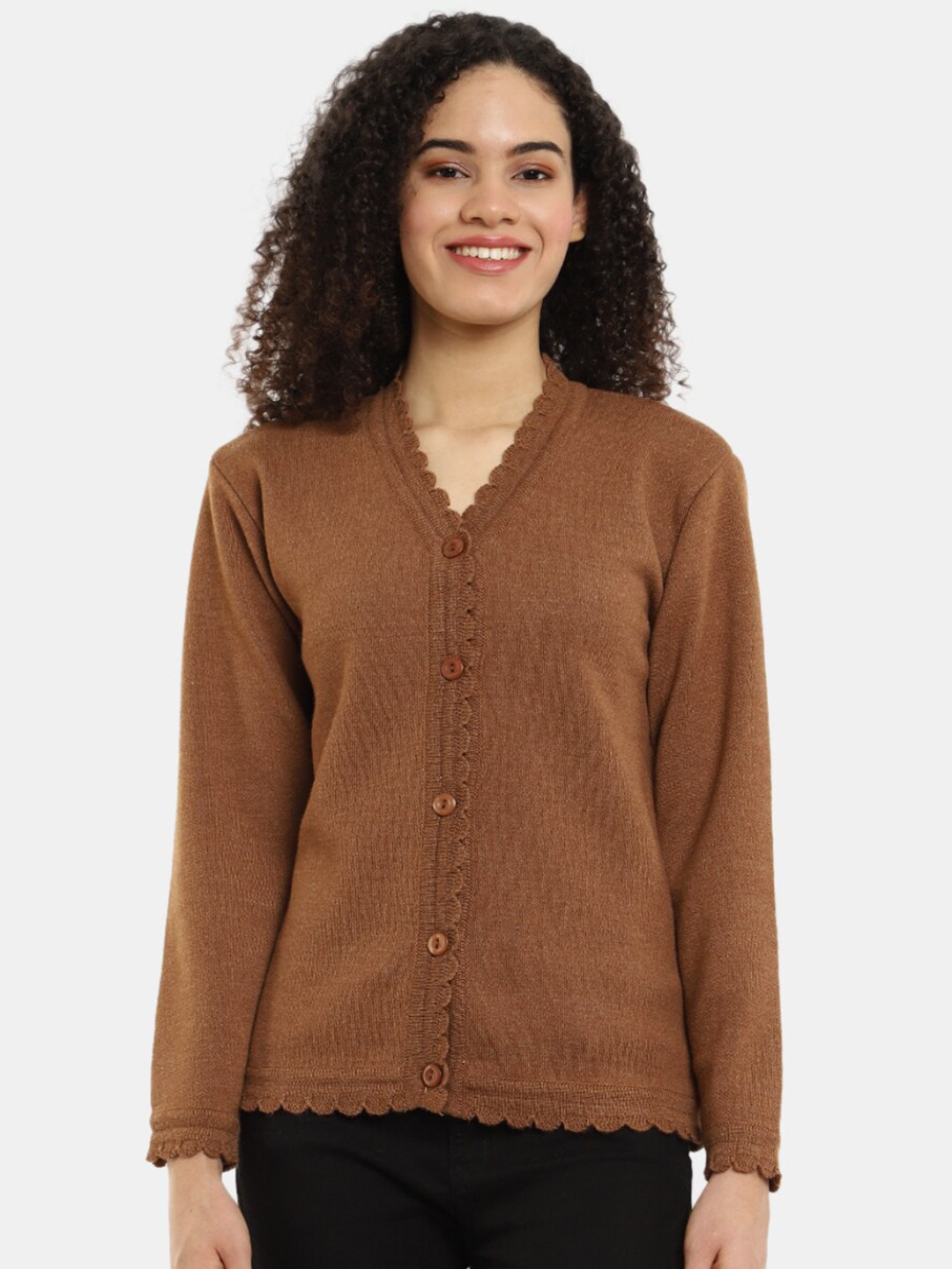 

V-Mart Women V-Neck Acrylic Sweatshirt, Brown