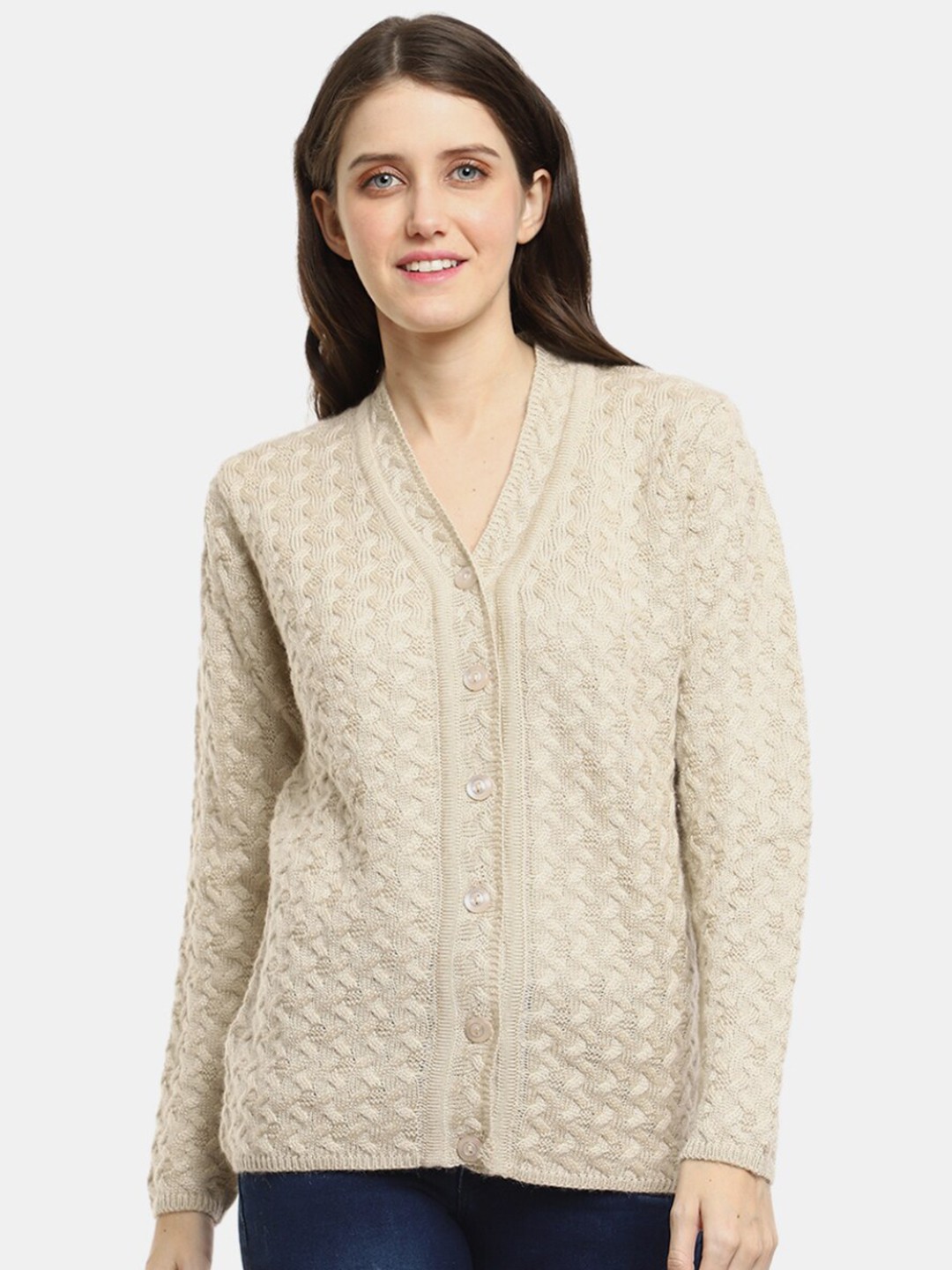 

V-Mart Women Cable Knit Cardigan, Beige