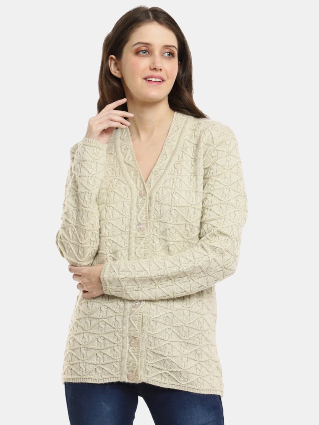 

V-Mart Women V-Neck Sweatshirt, Beige