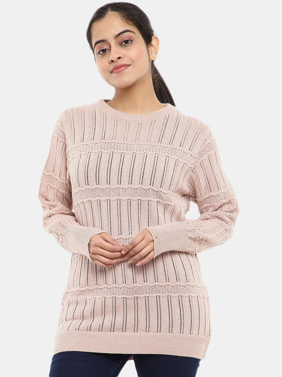 

V-Mart Women Cotton Round Neck Sweatshirt, Pink