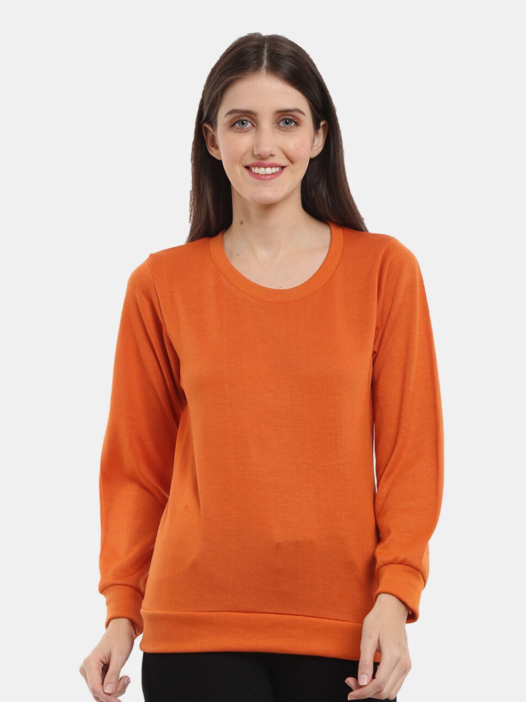 

V-Mart Women Round Neck Wool Pullover Sweatshirt, Rust