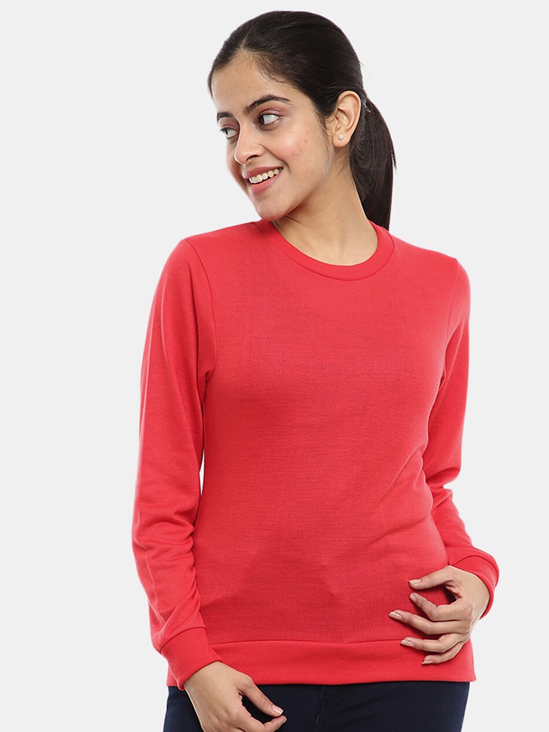

V-Mart Women Round Neck Sweatshirt, Red