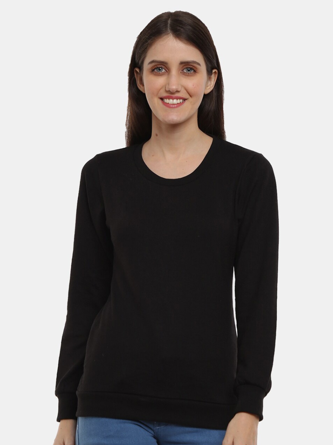 

V-Mart Women Fleece Sweatshirt, Black