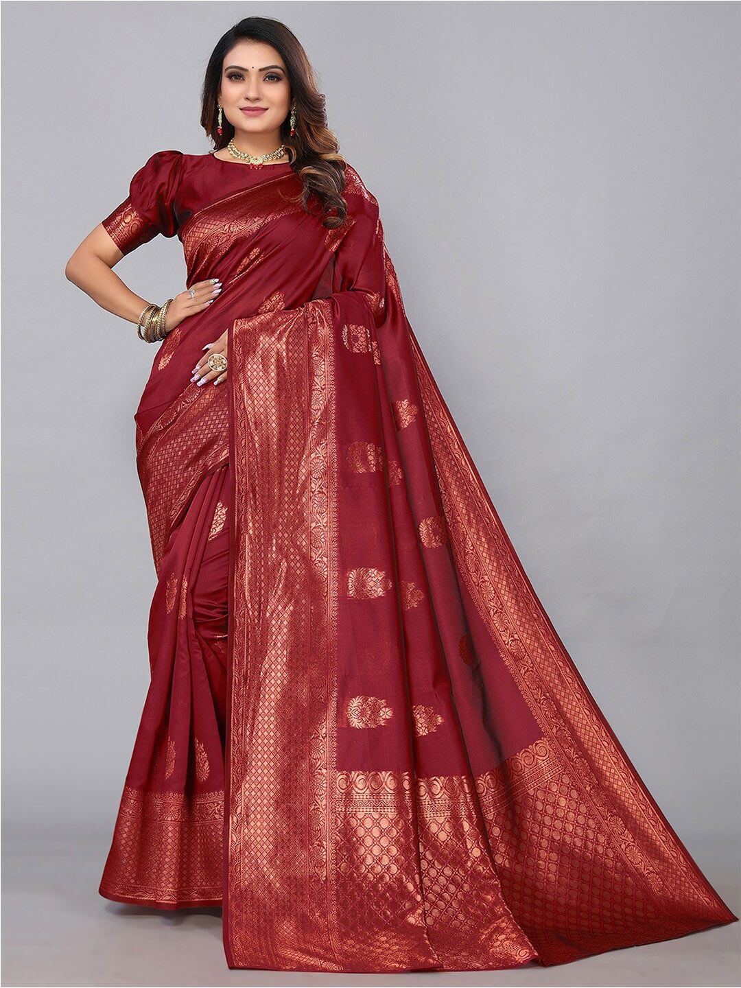 

KALINI Woven Design Zari Banarasi Saree, Maroon
