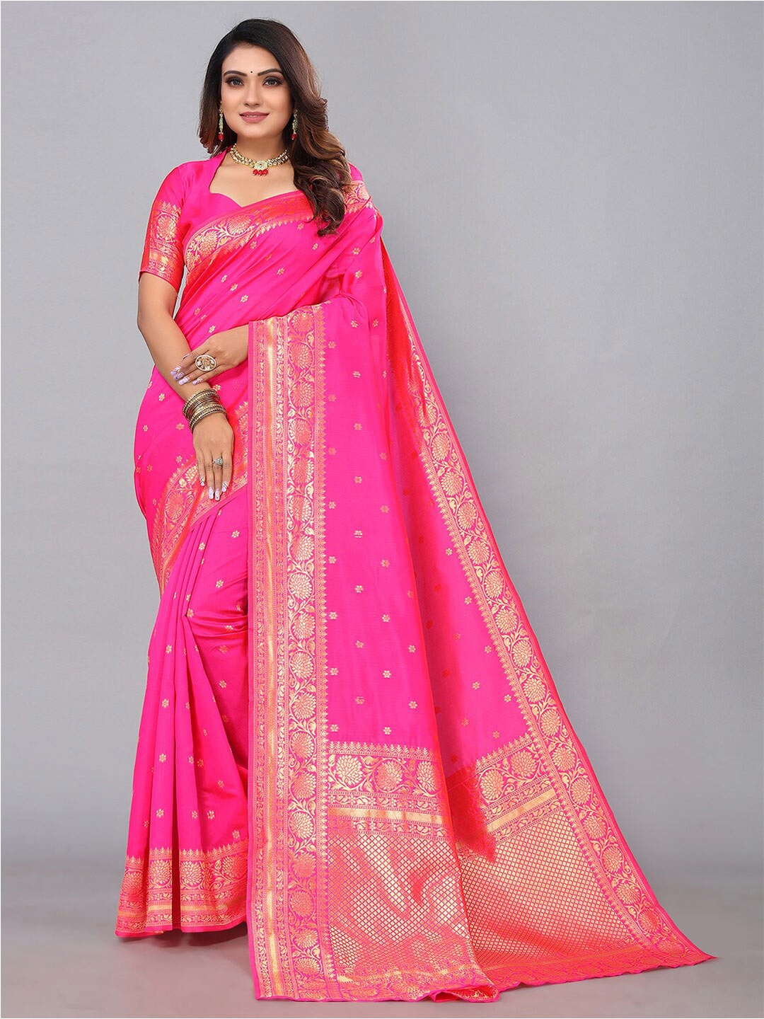 

KALINI Woven Design Zari Banarasi Saree, Pink