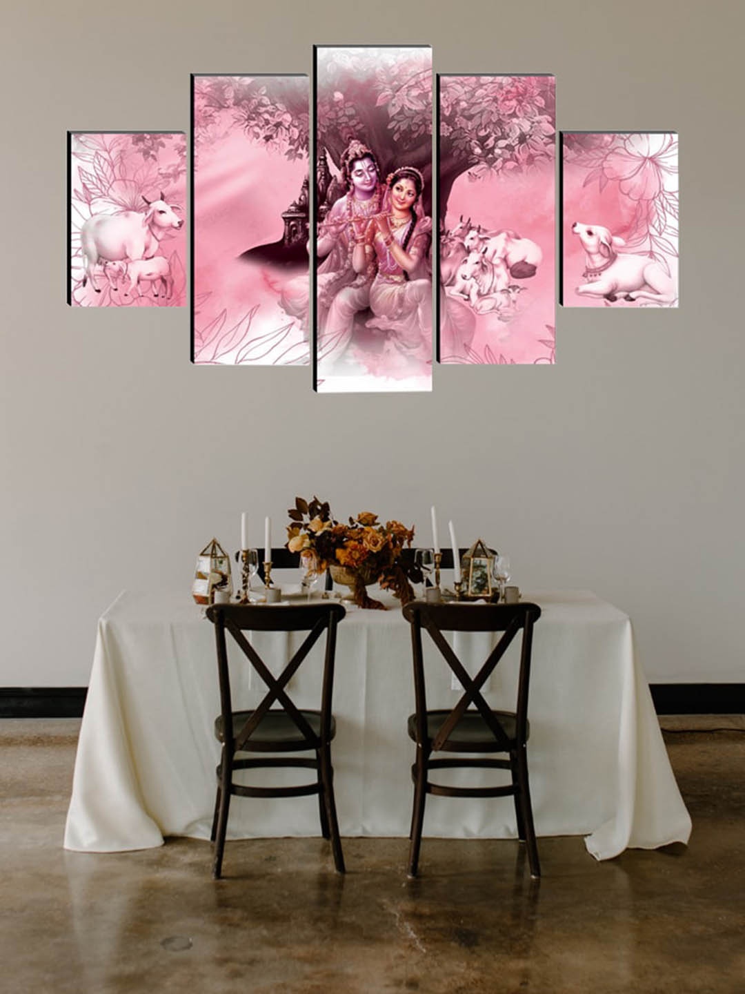 

SAF Pink Set of 5 Radha Krishna Wall Art, Multi