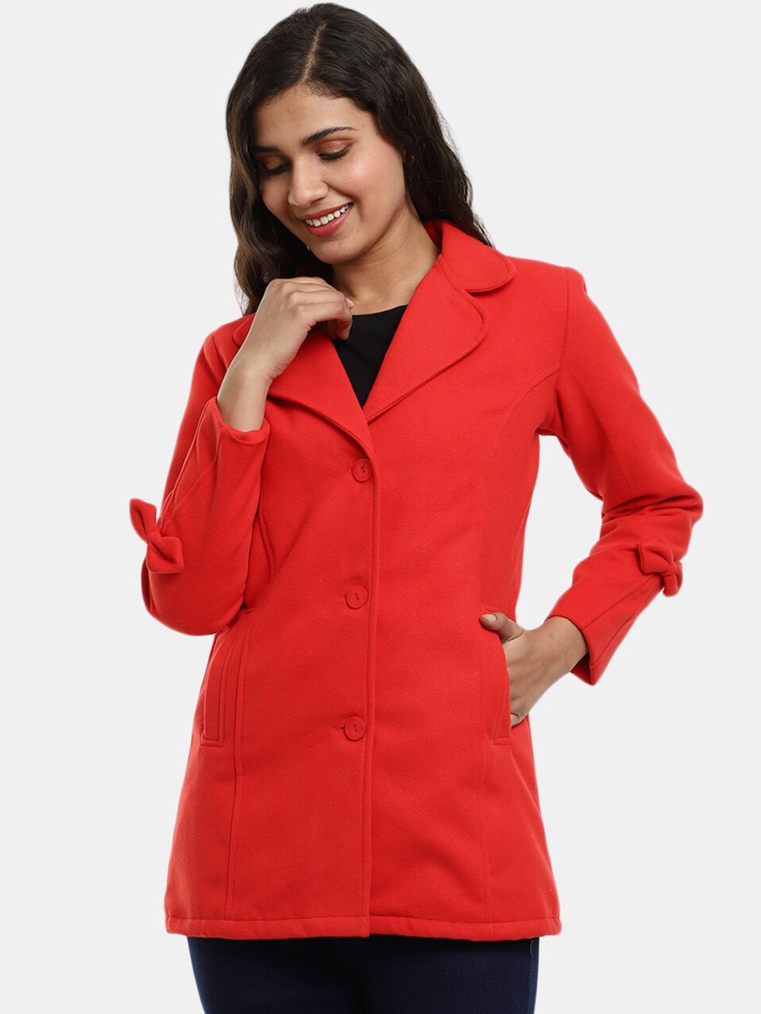 

V-Mart Women Cotton Lightweight Longline Outdoor Tailored Jacket, Red