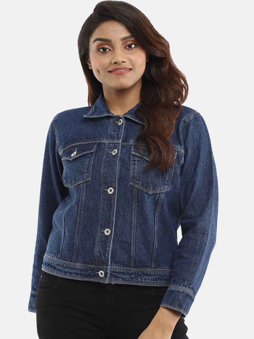 

V-Mart Women Washed Cotton Lightweight Outdoor Denim Jacket, Blue
