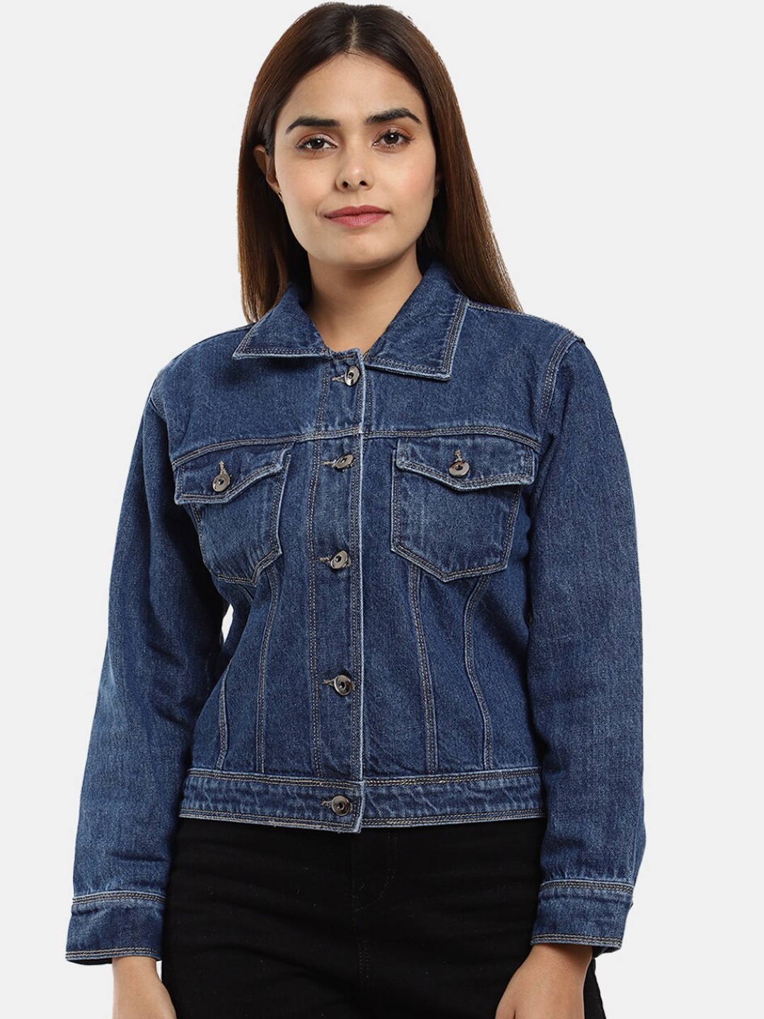 

V-Mart Women Washed Lightweight Denim Jacket, Blue