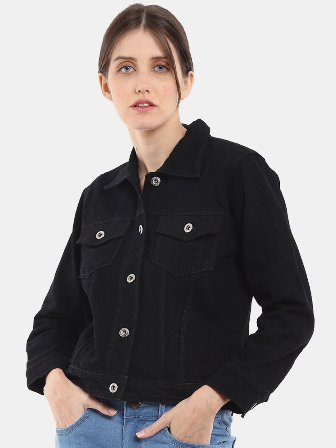 

V-Mart Women Lightweight Denim Jacket, Black