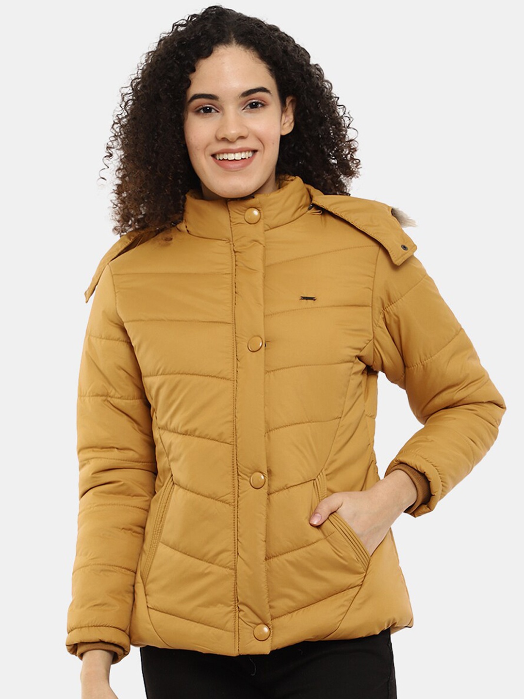 

V-Mart Women Lightweight Hooded Cotton Parka Jacket, Mustard