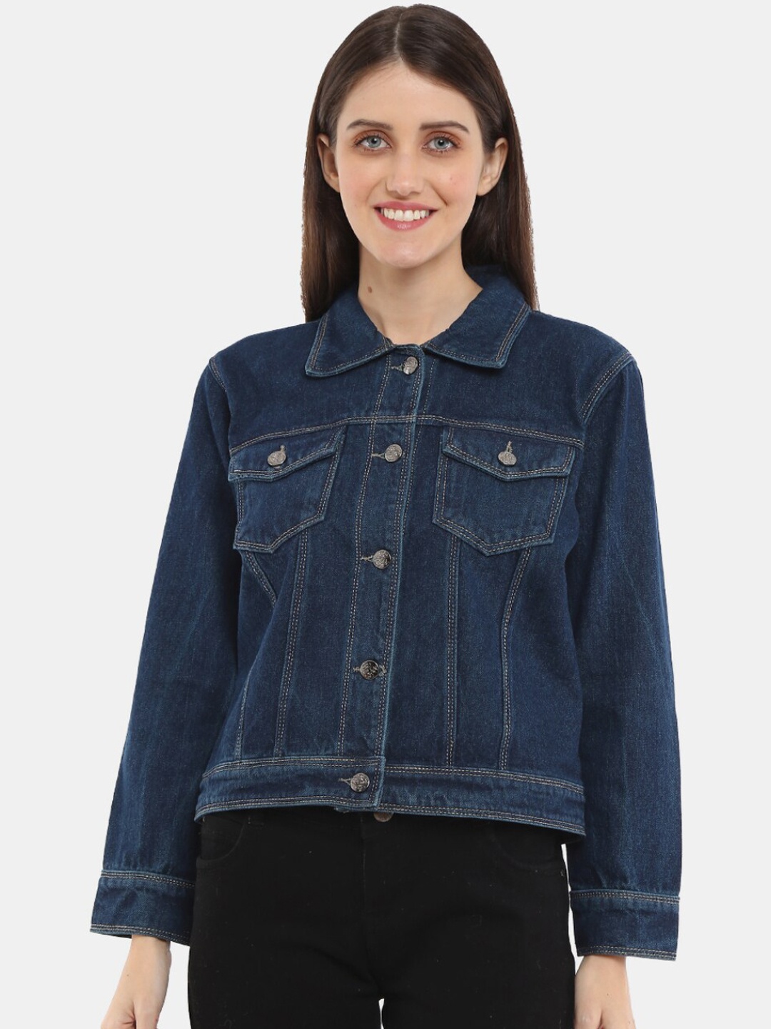 

V-Mart Women Washed Lightweight Outdoor Denim Jacket, Blue