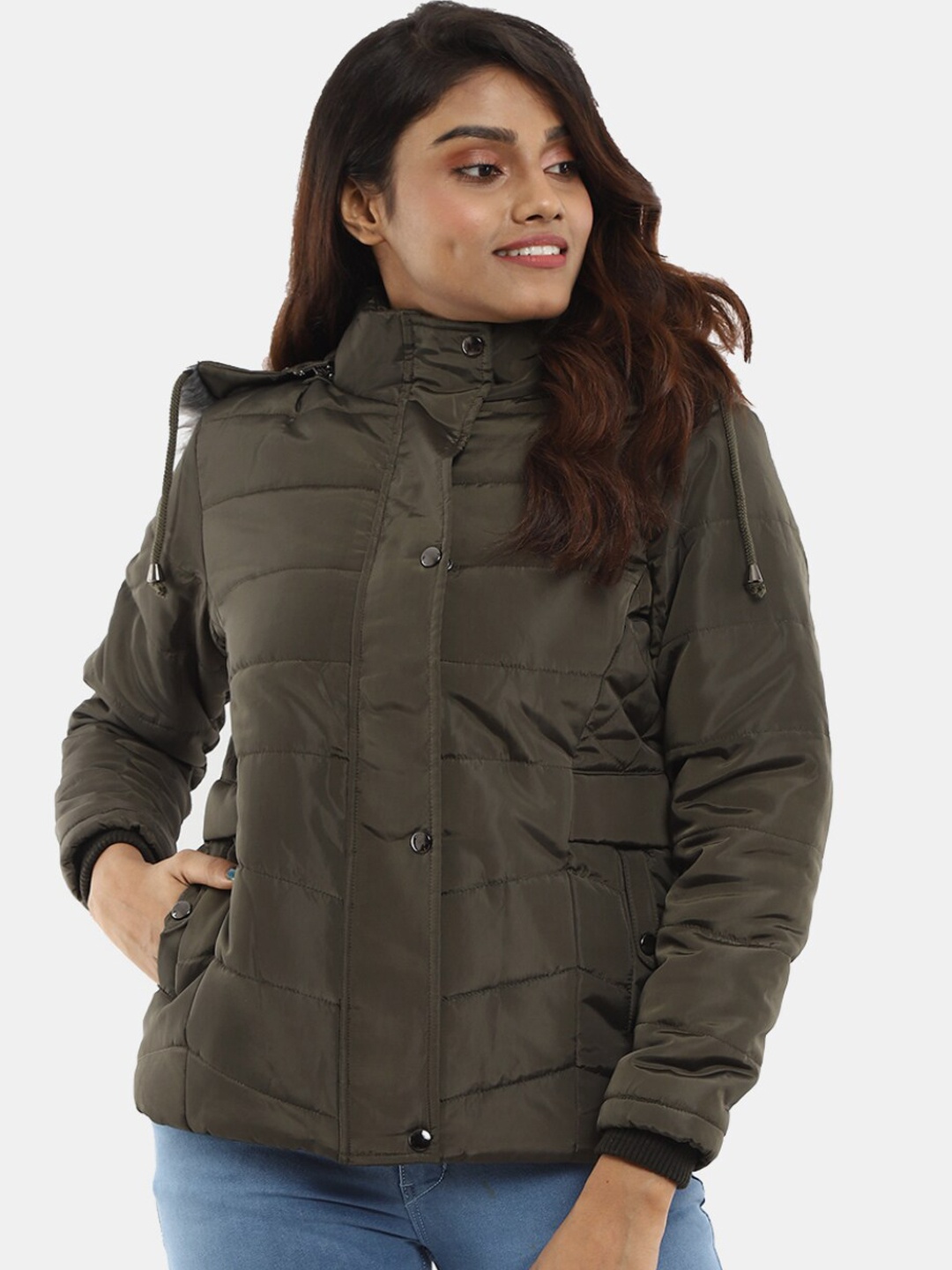 

V-Mart Women Lightweight Cotton Outdoor Padded Jacket, Olive