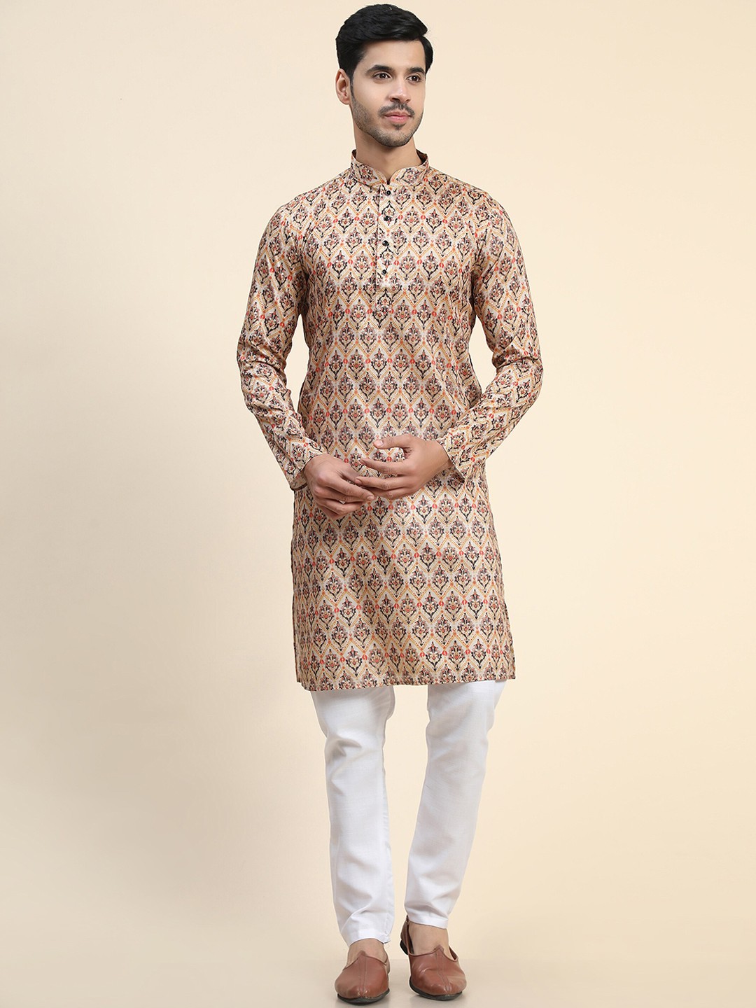 

Ekta Textiles Men Ethnic Motifs Printed Sustainable Kurta with Pyjamas, Rust