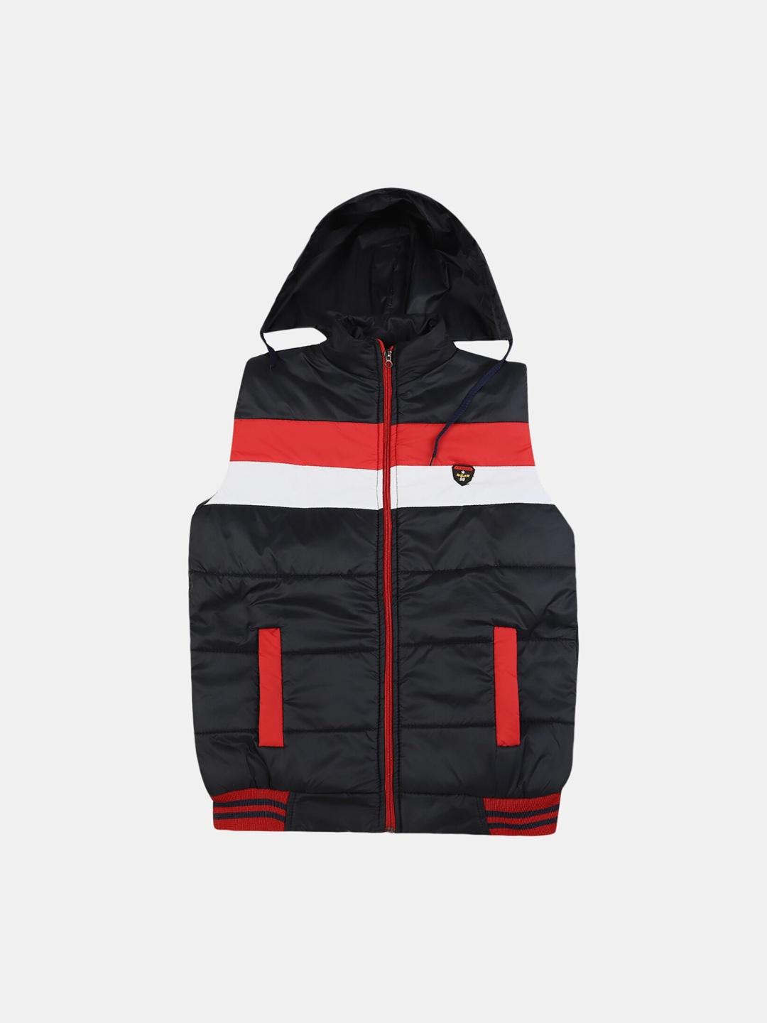 

V-Mart Boys Striped Lightweight Cotton Padded Jacket, Black