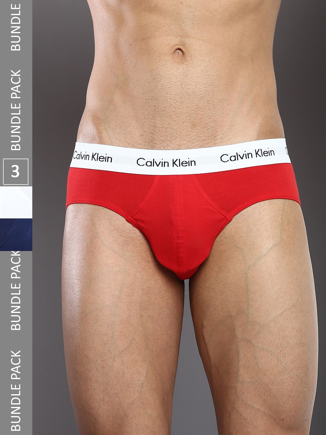 

Calvin Klein Jeans Men Pack Of 3 Solid Basic Briefs U2661I03, Red