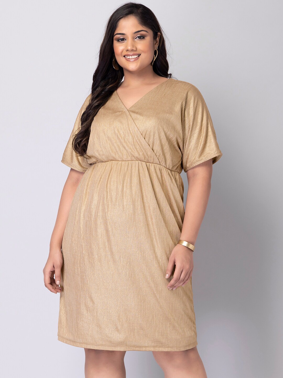 

FabAlley Curve Wrap Dress, Gold