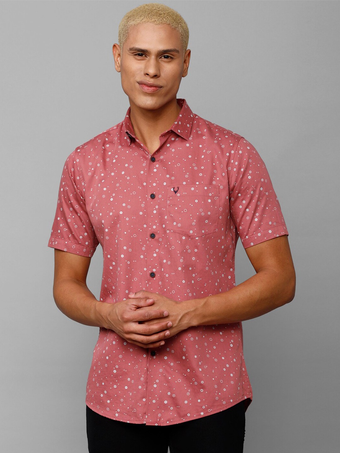 

Allen Solly Men Slim Fit Printed Casual Cotton Shirt, Pink