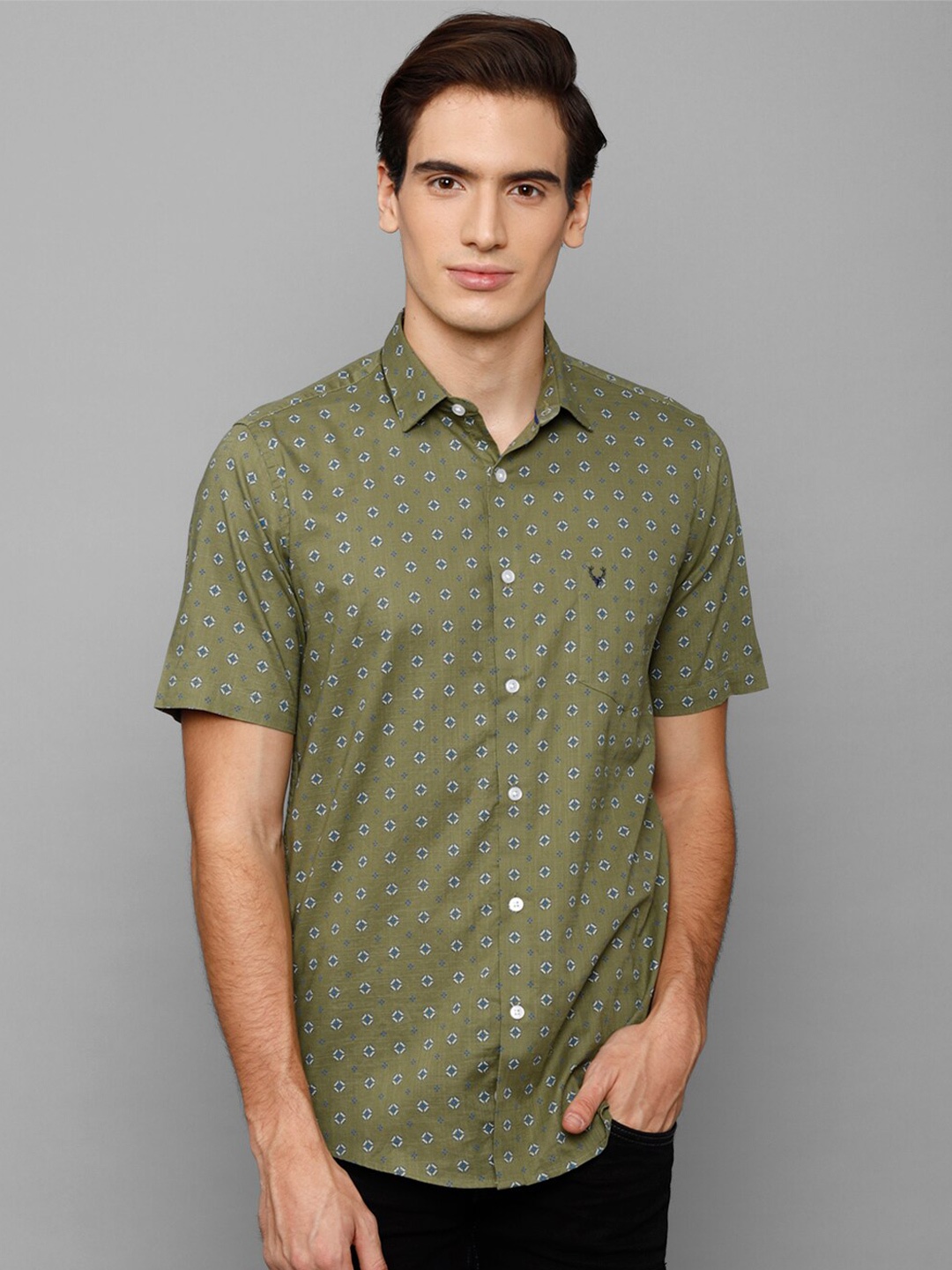 

Allen Solly Men Slim Fit Printed Casual Shirt, Olive