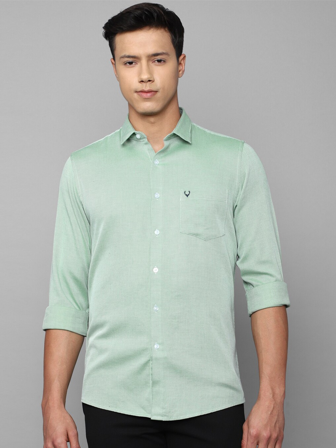 

Allen Solly Men Slim Fit Pure Cotton Formal Shirt, Green